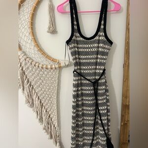 12th Tribe Black and White Crochet Maxi Dress